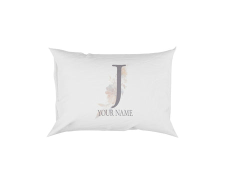 Personalised Misty Dusty Pastel Alphabet Floral Name Initial Letter Pillow Case