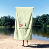 Personalised Name Botanical Blush Initial Soft Absorbent Beach Bath Sheet Towel