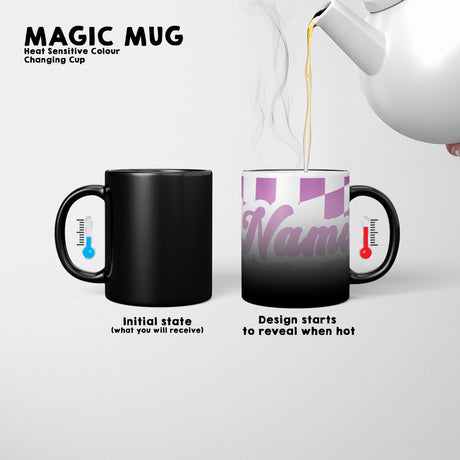Personalised Custom Retro Vans Checker Name Heat Sensitive Colour Changing Mug