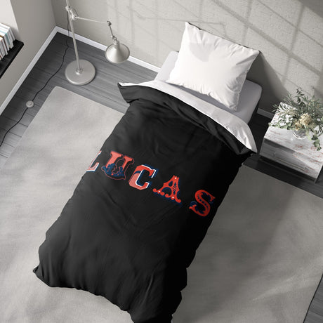 Personalised Vintage Ornament Text Font Soft Single Size Novelty Bed Duvet Cover