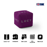 Personalised Any Name Diamond Gems Colour Ottoman Filled Pouffe Washable Cover