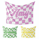 Personalised Custom Name Colour Retro Vans Check Soft Warm Fleece Blanket Decor