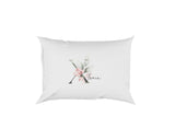 Personalised Your Name Gentle Botanical Blush Initial Letter Pillow Case Gift