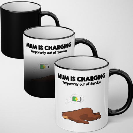 Mum Is Charging Style Heat Sensitive Magic Colour Changing Mug Novelty Drink Cup