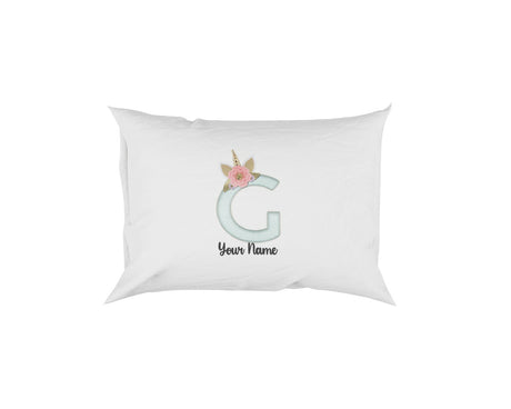 Personalised Unicorn Sparkly Kids Girls Monogram Alphabet Initial Letter Pillow