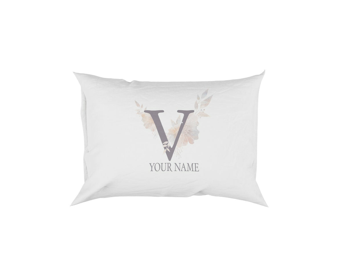 Personalised Misty Dusty Pastel Alphabet Floral Name Initial Letter Pillow Case