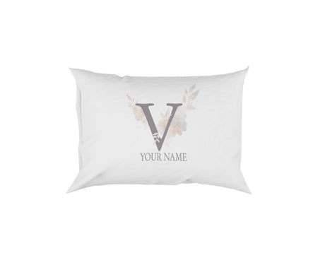Personalised Misty Dusty Pastel Alphabet Floral Name Initial Letter Pillow Case