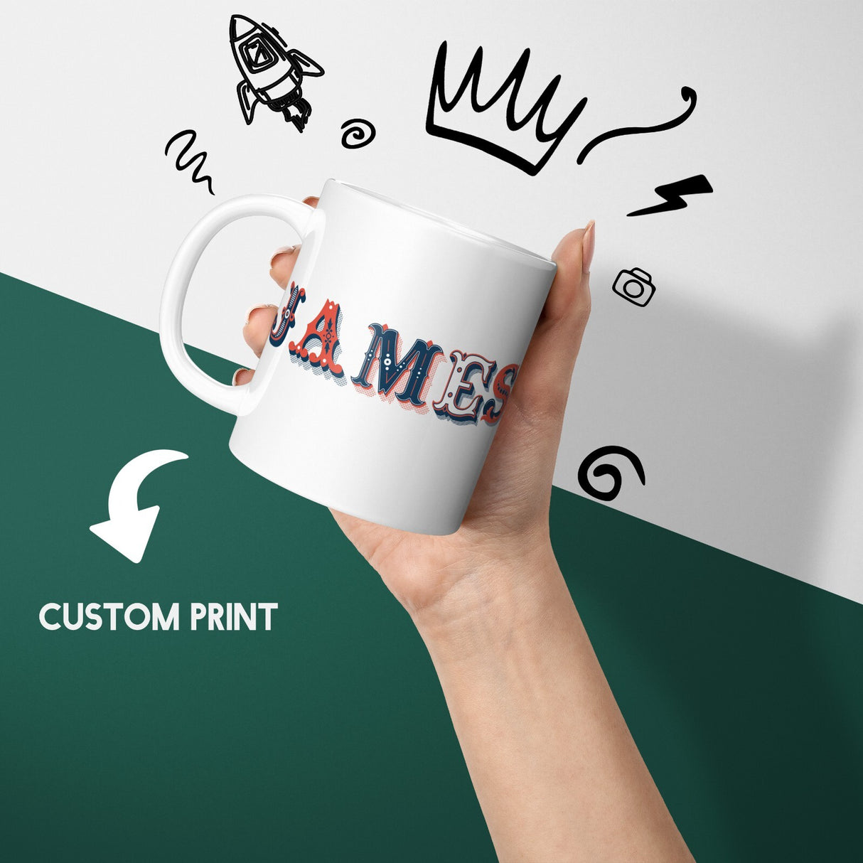 Personalised Vintage Ornament Retro Print Coffee Tea Mug Coaster Gift Him Her