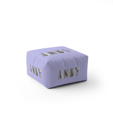 Personalised Geometal 3D Text Font Kids Ottoman Filled Pouffe Inc Washable Cover