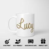 Personalised Name Gold Glitter Font Novelty Coffee Tea Mug Coaster Gift Him Her