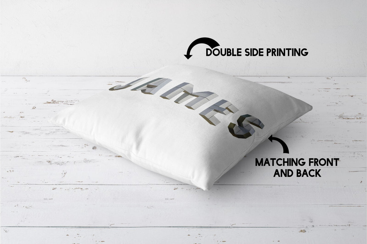 Personalised Geometal 3D Name Print Soft Square Filled Cushion Throw Decor