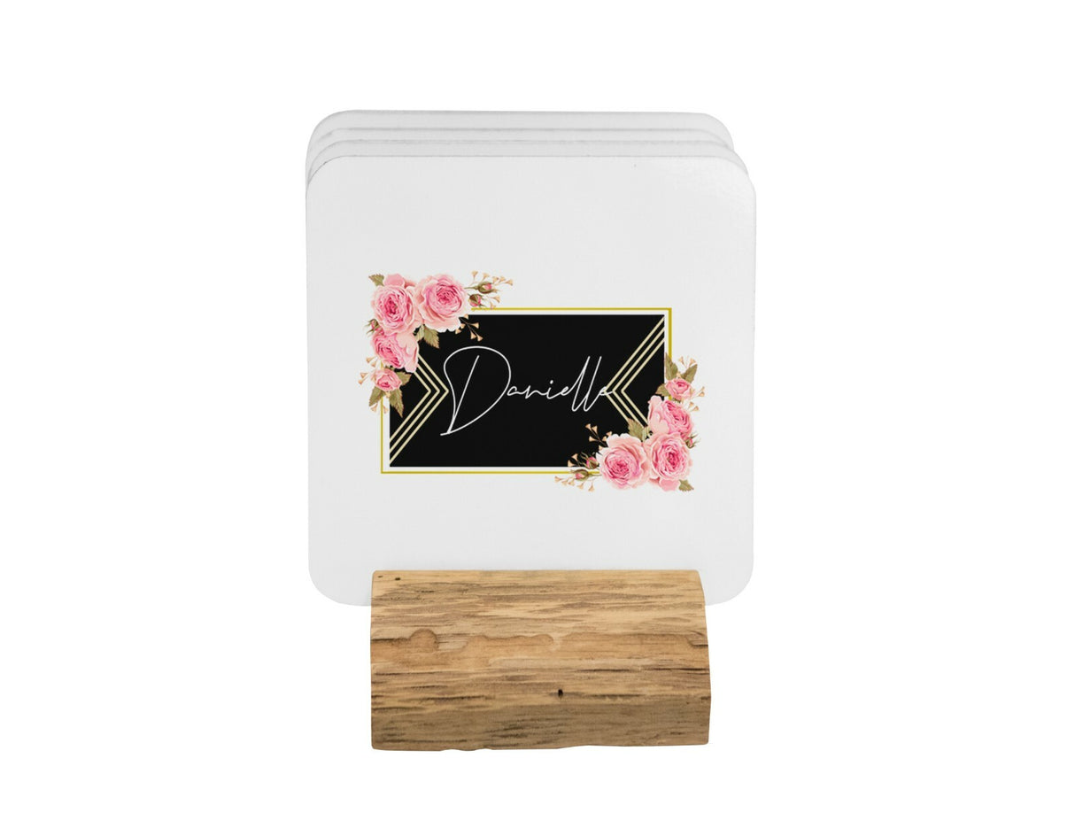Black Gold Frame Floral Border Coffee Tea Mug 11oz Mug And Coaster Set Option