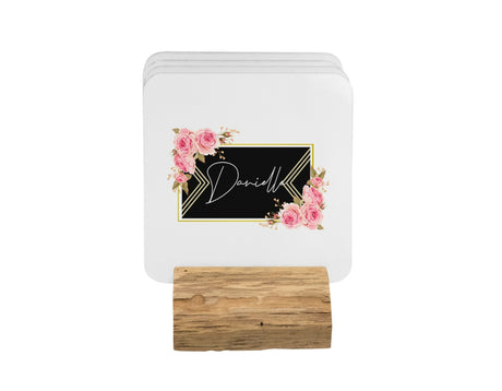 Black Gold Frame Floral Border Coffee Tea Mug 11oz Mug And Coaster Set Option