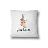 Personalised Floral Watercolour Hand Paint Effect Alphabet Floral Name Cushion