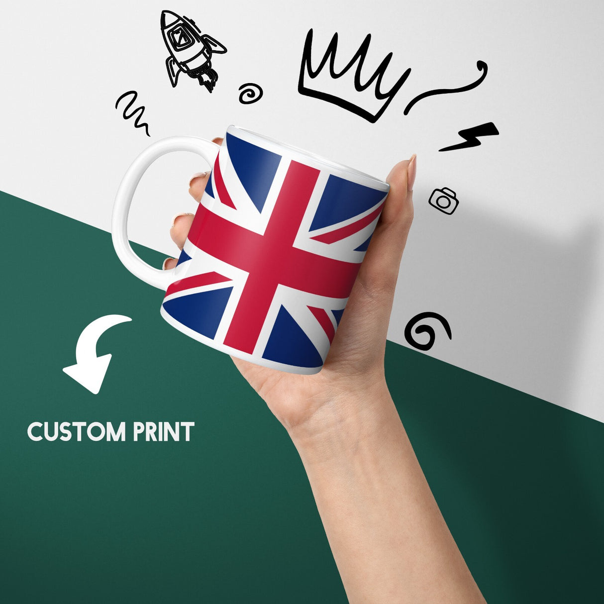 GB Flag Union Jack Flag Custom Printed Coffee Tea Mug MDF Coaster Gift Him Her