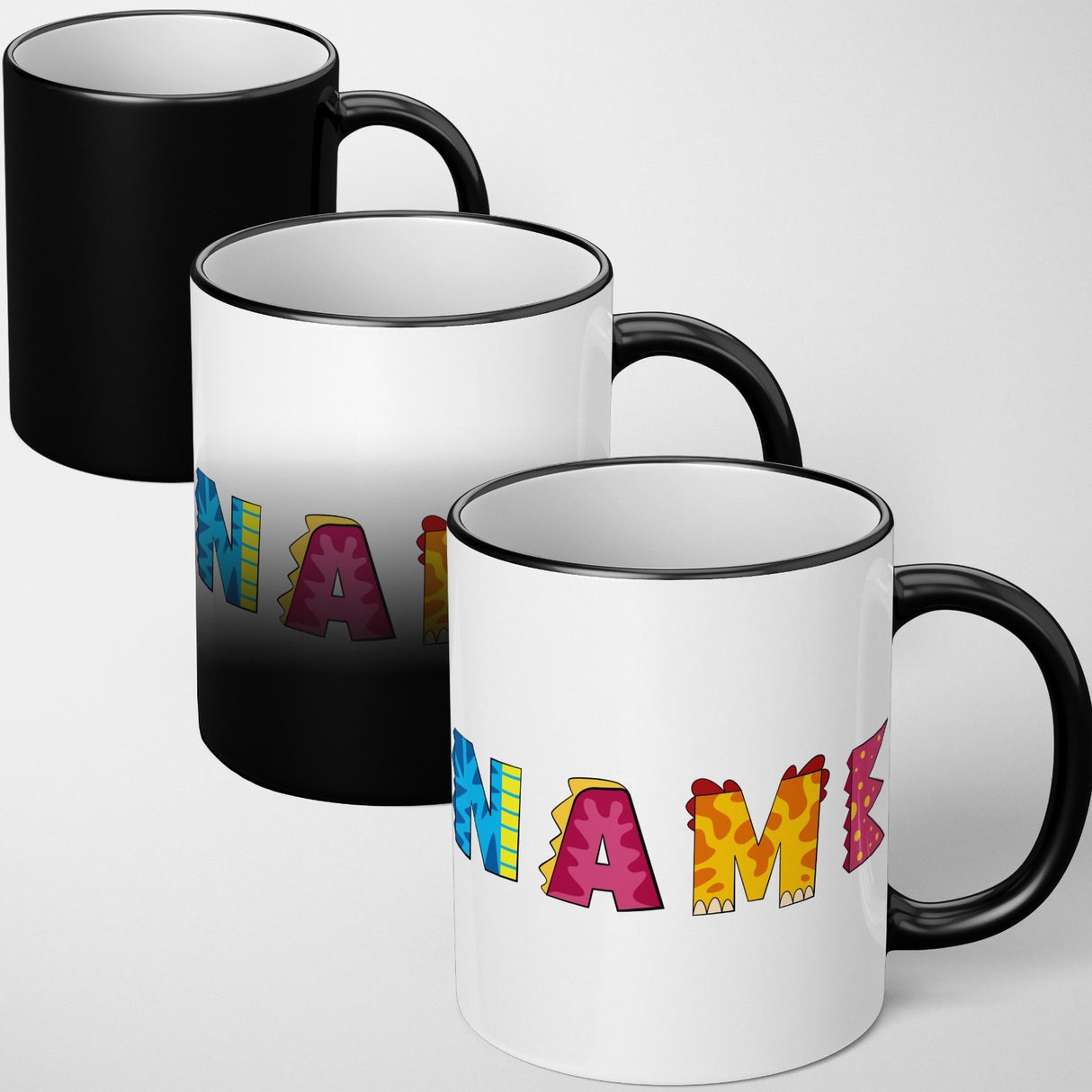 Personalised Dino Alphabet Heat Sensitive Magic Colour Changing Mug Novelty Cup