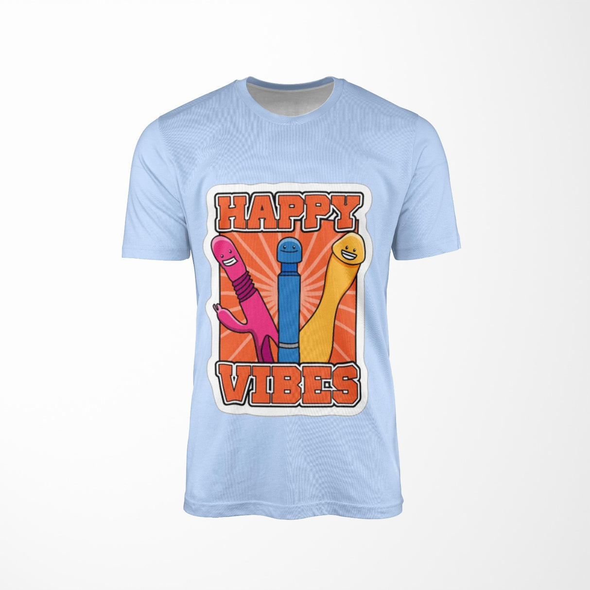 Personalised Happy Vibes Rude Funny Custom Printed T-Shirt Choose Colour Unisex
