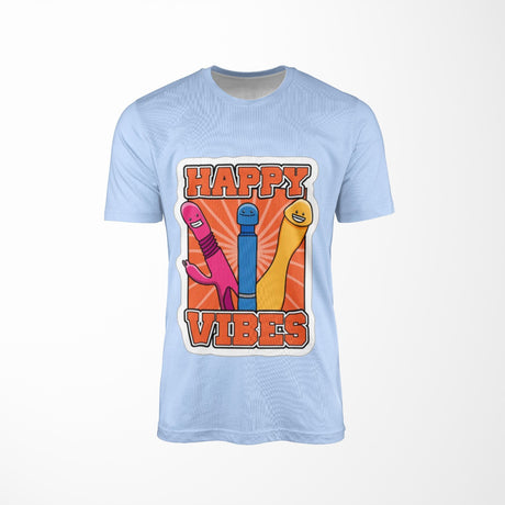 Personalised Happy Vibes Rude Funny Custom Printed T-Shirt Choose Colour Unisex