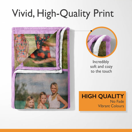 Upload Your Own Photos Custom Made Soft Warm Fleece Memory Blanket Throw Decor