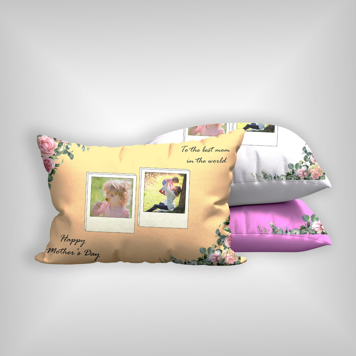 Custom Upload Your Own Photos Text & Colour Mother's Day Novelty Pillowcase Gift