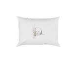 Personalised Your Name Gentle Botanical Blush Initial Letter Pillow Case Gift