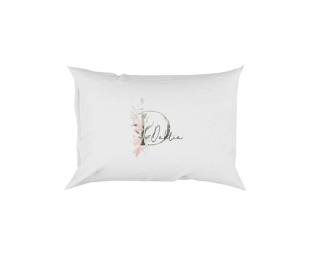 Personalised Your Name Gentle Botanical Blush Initial Letter Pillow Case Gift