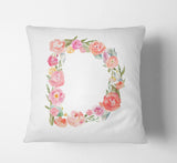 Personalised Alphabet Floral Name Initial Letter Cushion Pillow Case Insert Fill