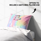 Personalised Custom Name Rainbow Unicorn Kids Single Bed Duvet Cover Pillowcase