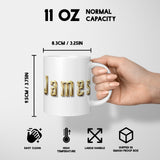Personalised Any Name Gold Bricks Letters Coffee Tea Mug Coaster Gift Him Her