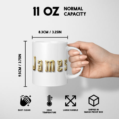 Personalised Any Name Gold Bricks Letters Coffee Tea Mug Coaster Gift Him Her