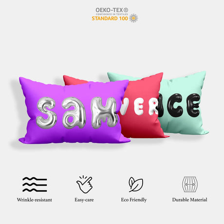 Personalised 3D Bubble Name Text Print Customised Printed Soft Pillowcase Pillow