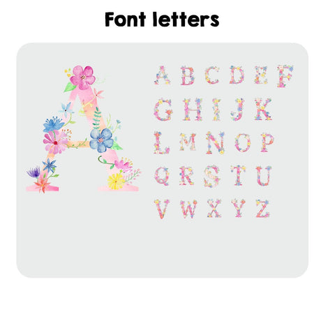 Personalised Pink Floral Alphabet Kids Font Ottoman Filled Pouffe Washable Cover