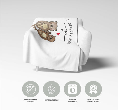Otterly Adore You Cute Love Valentines Anniversary Fleece Mink Blanket Gift