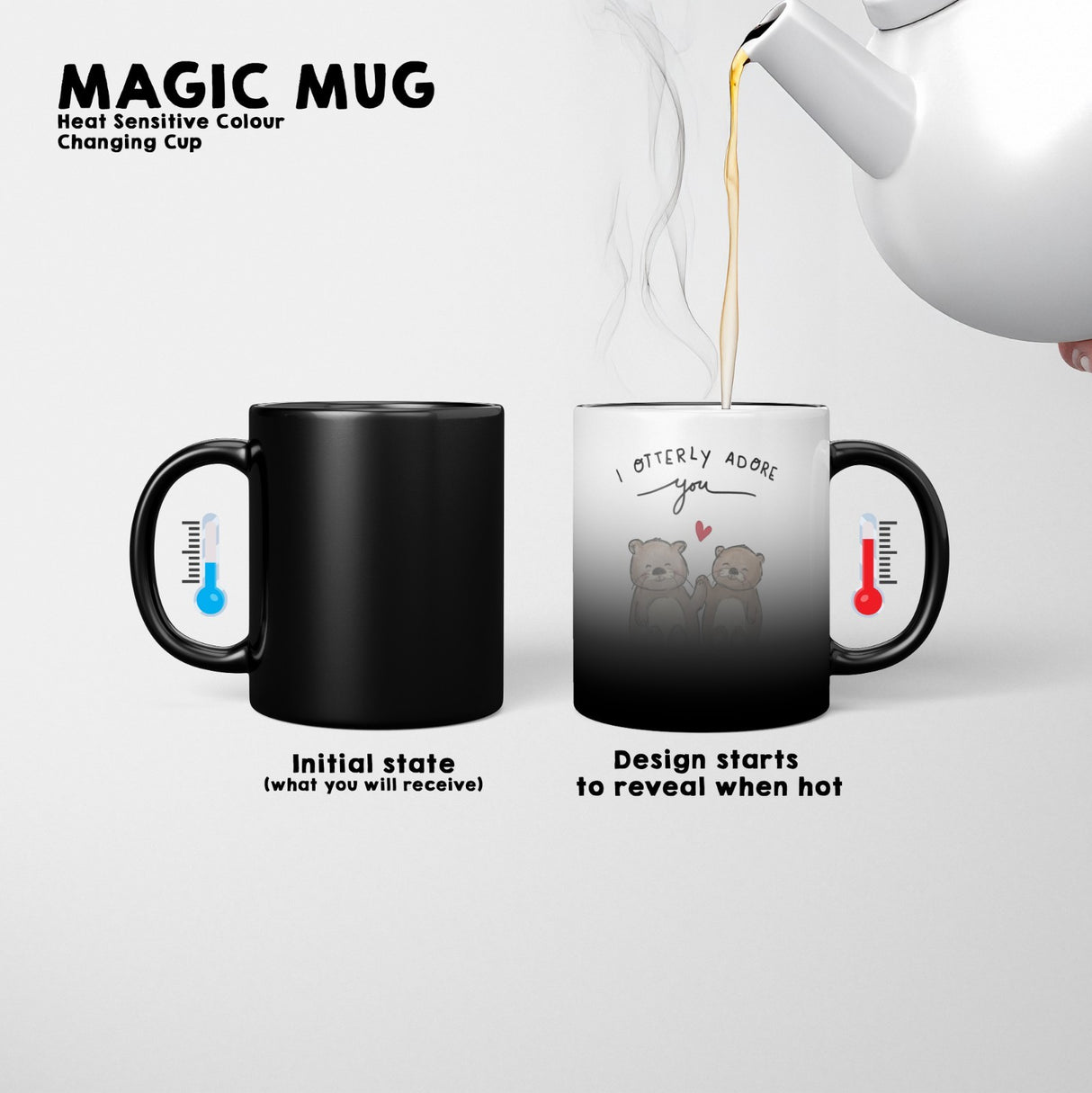 I Otterly Adore You Heat Sensitive Magic Colour Changing Mug Novelty Gift Cup