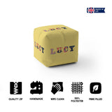 Personalise Vintage Ornament Name Kids Font Ottoman Filled Pouffe Washable Cover