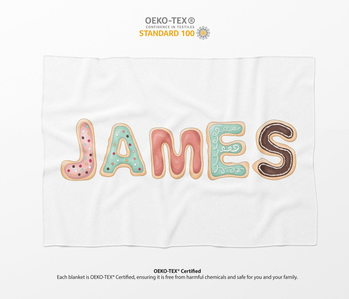 Personalised Name Cookie Alphabet Novelty Soft Fleece Mink Blanket Gift Decor