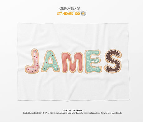 Personalised Name Cookie Alphabet Novelty Soft Fleece Mink Blanket Gift Decor