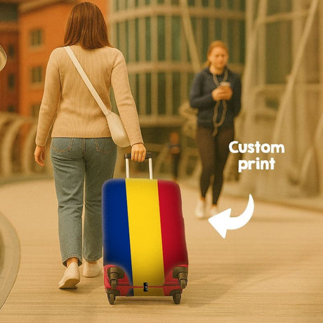 Romania Flag Suitcase Cover - Travel Gift Stretch Fit Luggage Protector Custom