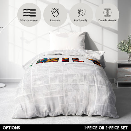 Personalised Superhero Name Text Printed Kids Single Novelty Bed Duvet Cover Set