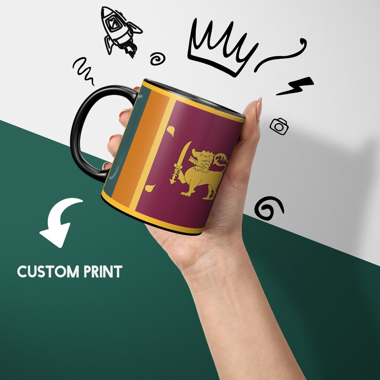 Sri Lanka Flag Design Tea Coffee Gift Heat Sensitive Magic Colour Changing Mug