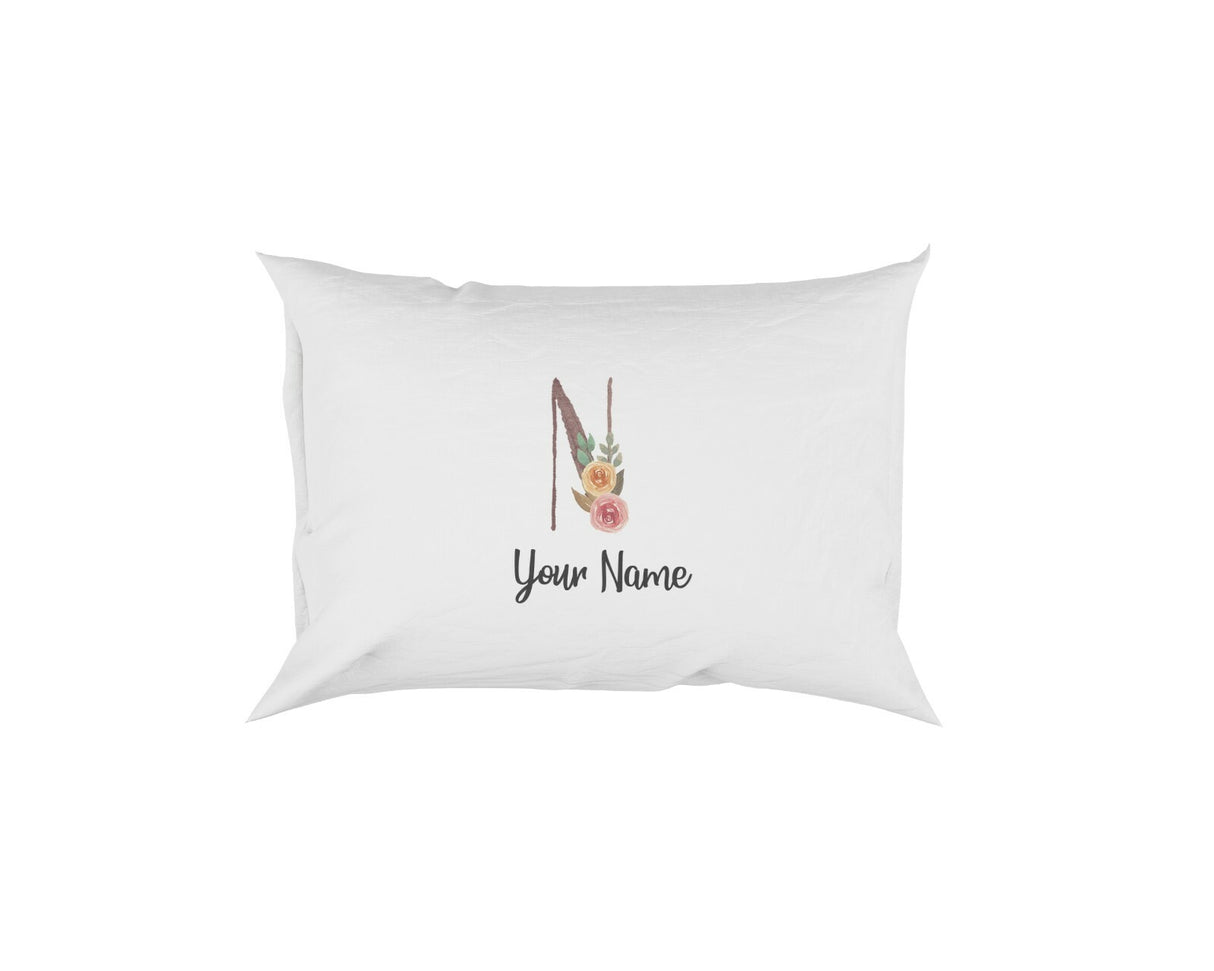 Personalised Floral Watercolour Hand Paint Effect Alphabet Floral Name Pillow