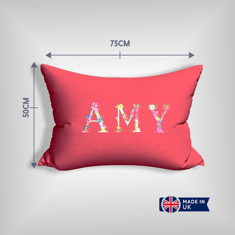 Personalised Pink Floral Alphabet Font Customised Printed Soft Pillowcase Pillow