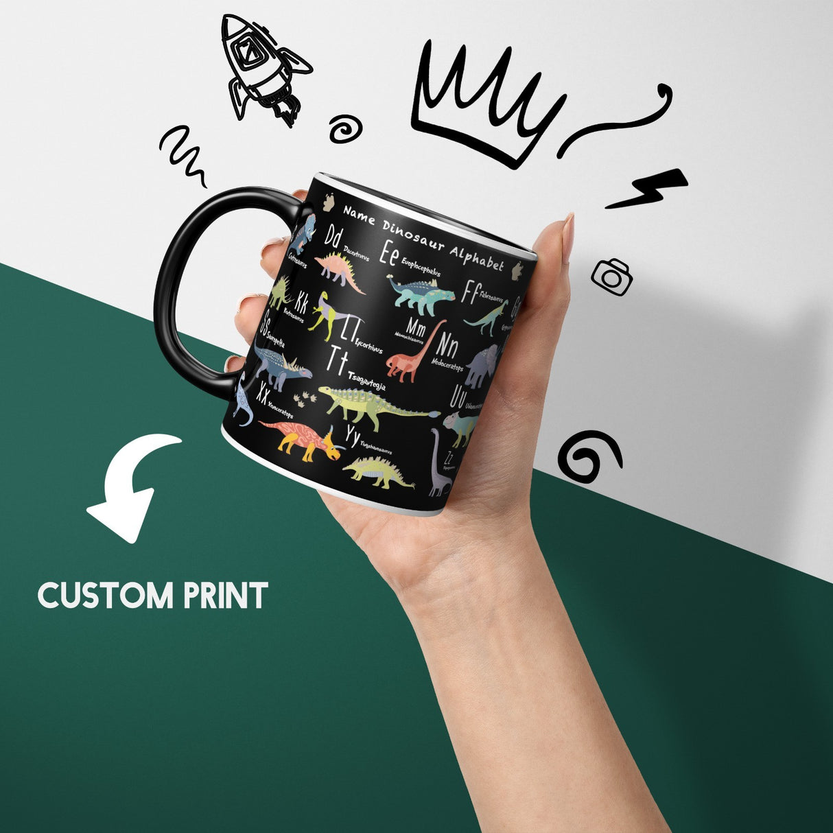 Personalised Dinosaur Kids Alphabet Heat Sensitive Magic Colour Changing Novelty