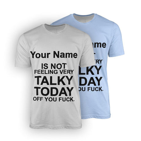 Personalised Not Very Talky Custom All-Over Printed T-Shirt Choose Colour Unisex