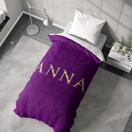 Personalised Any Name Vector Gold Font Soft Single Size Novelty Bed Duvet Cover