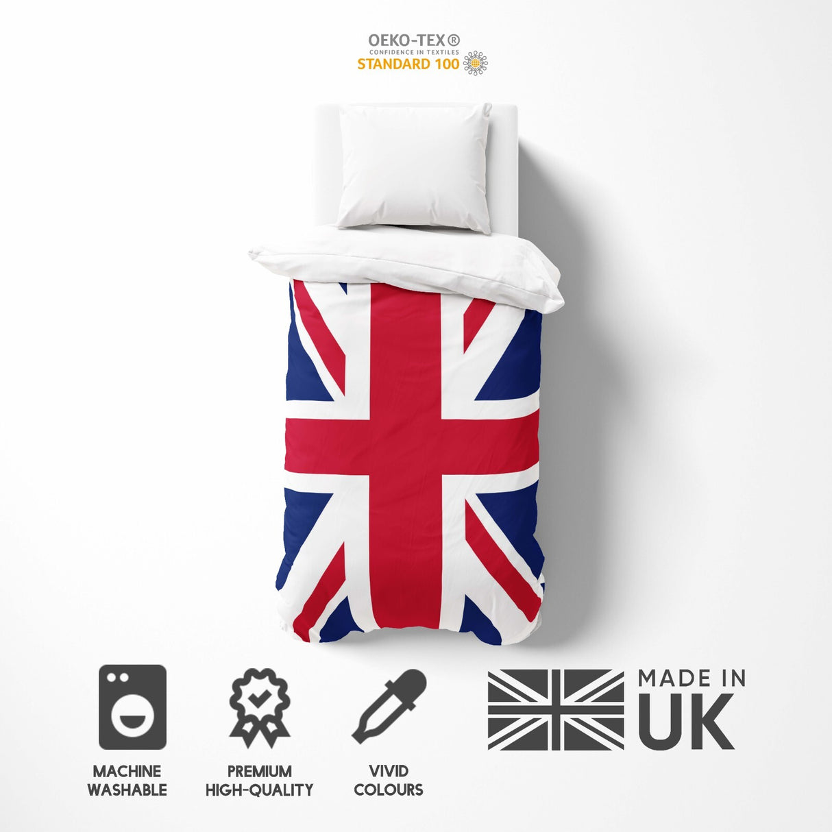 GB Flag Union Jack Flag Custom Made Soft Single Bed Duvet Cover Set Pillowcase