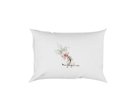 Personalised Your Name Gentle Botanical Blush Initial Letter Pillow Case Gift