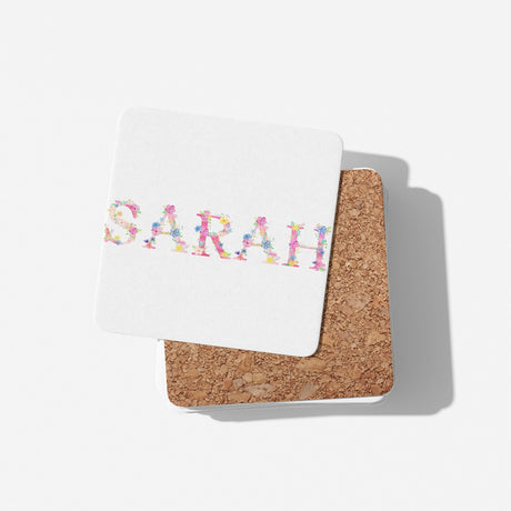 Personalised Pink Floral Alphabet Print Coffee Tea Mug Coaster Gift Him Her Girl