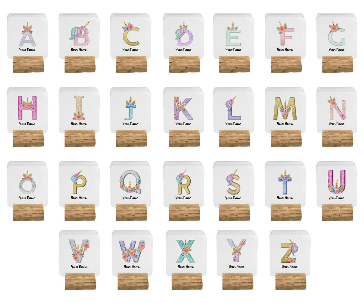 Personalised Unicorn Sparkly Kids Girls Monogram Alphabet Initial Letter Mug