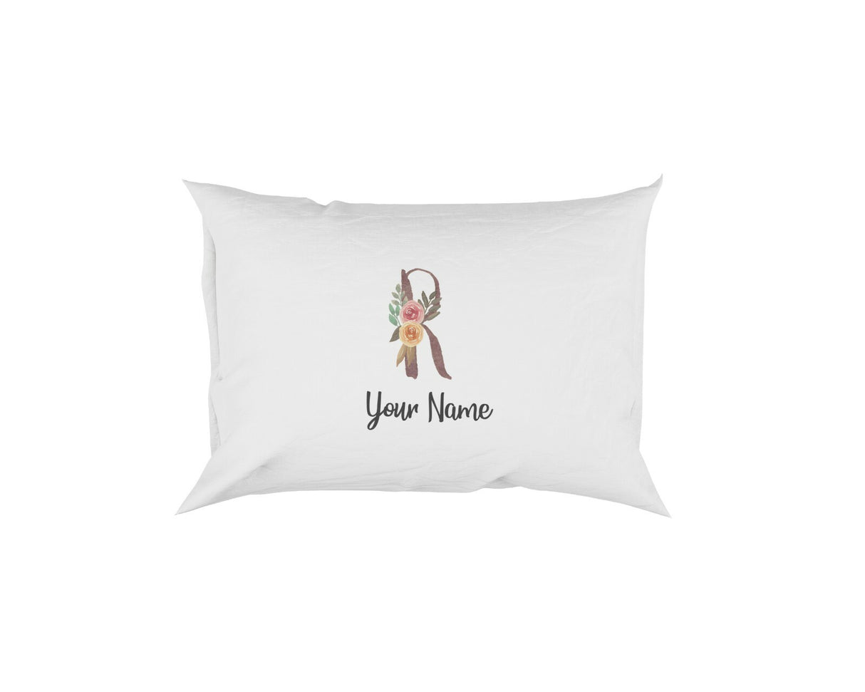 Personalised Floral Watercolour Hand Paint Effect Alphabet Floral Name Pillow